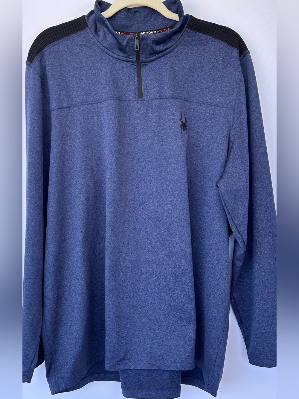 Spyder Active Men’s Performance 1/4 Zip Pullover Mock Neck Heather Blue Size XL